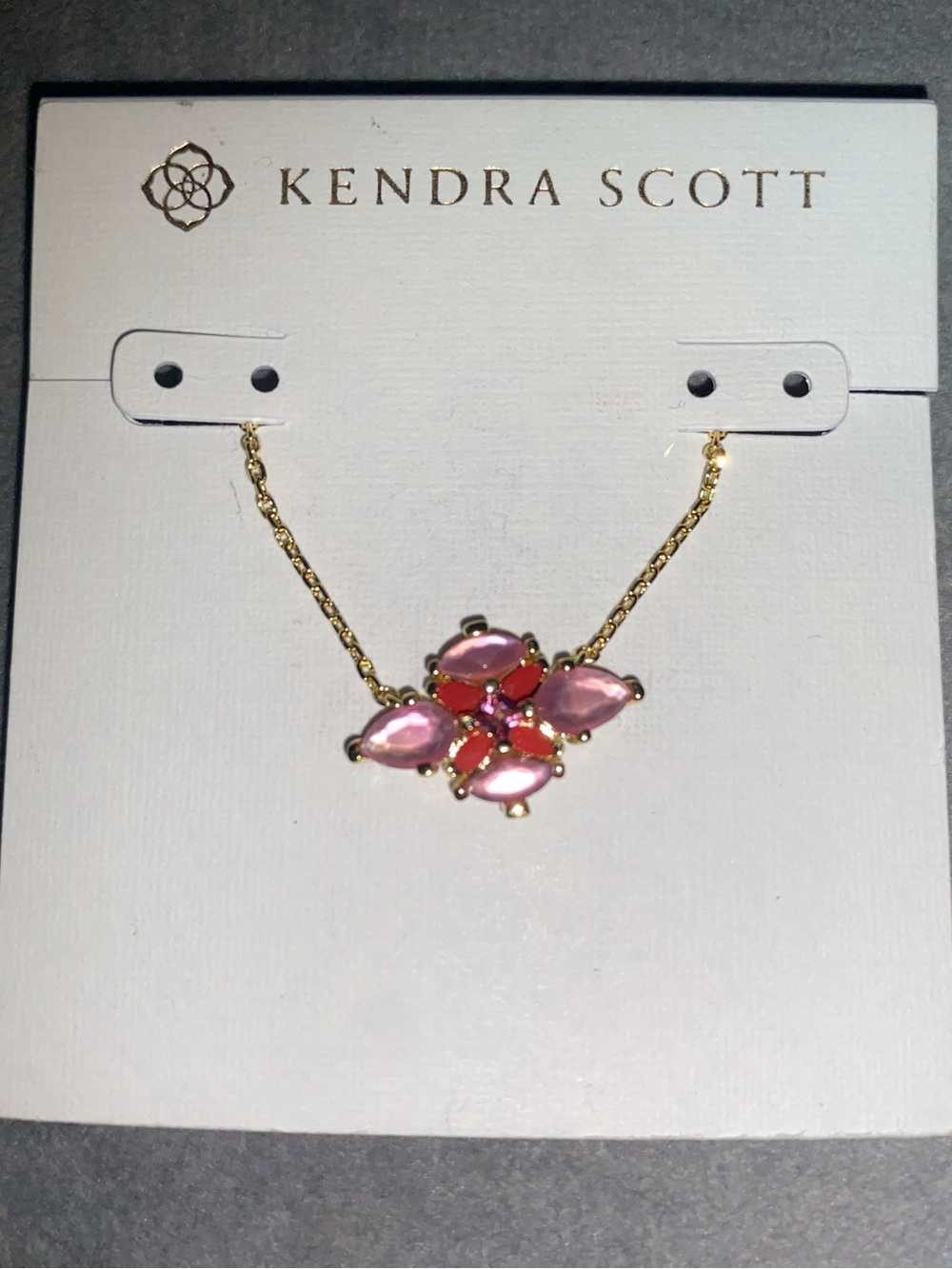 BNWT Kendra Scott Gold Abbie Crystal Necklace in Pink Mix $85